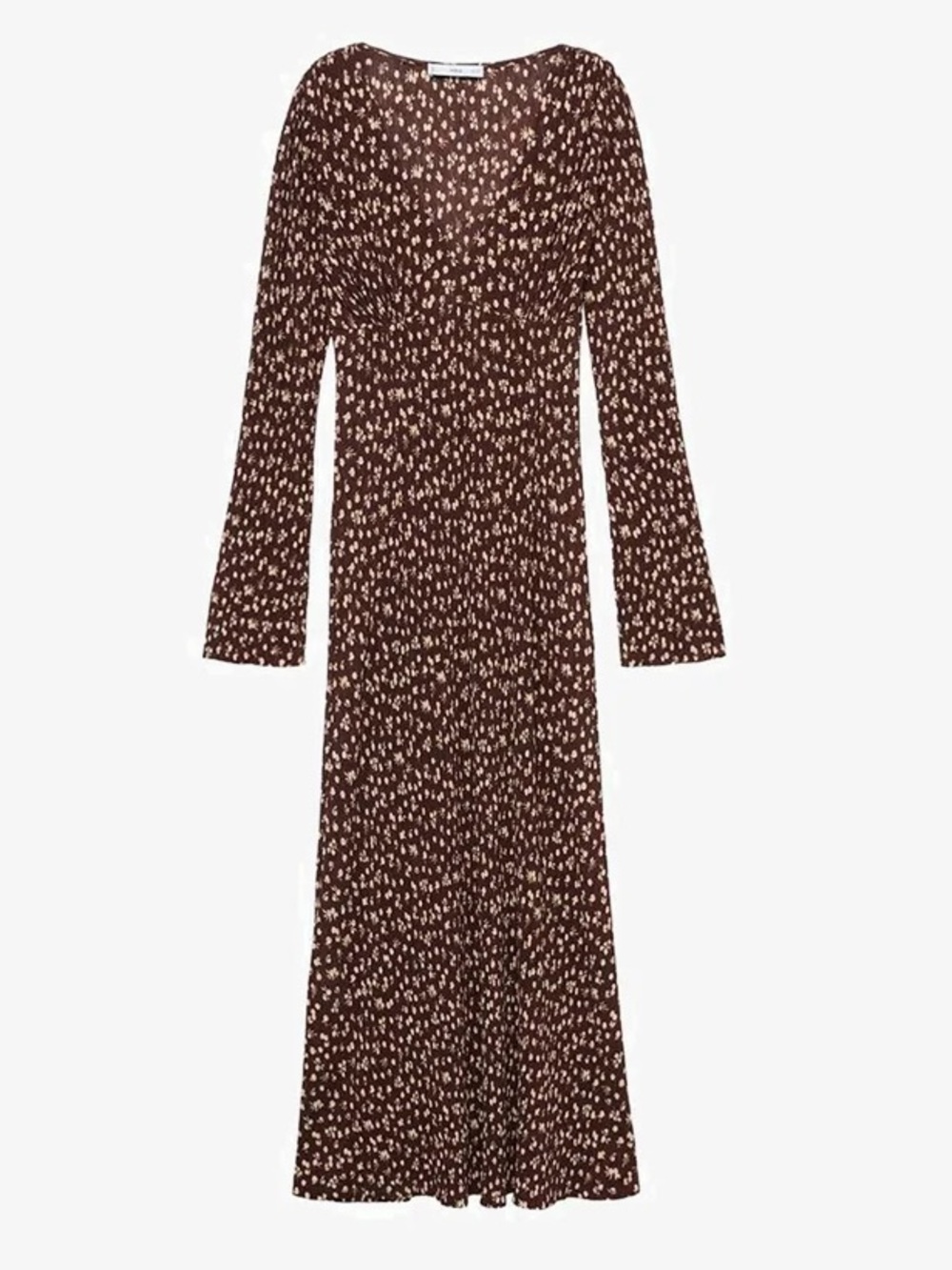 NWT MANGO Print Long Sleeve Maxi Dress - Brown 4 - Picture 4 of 8
